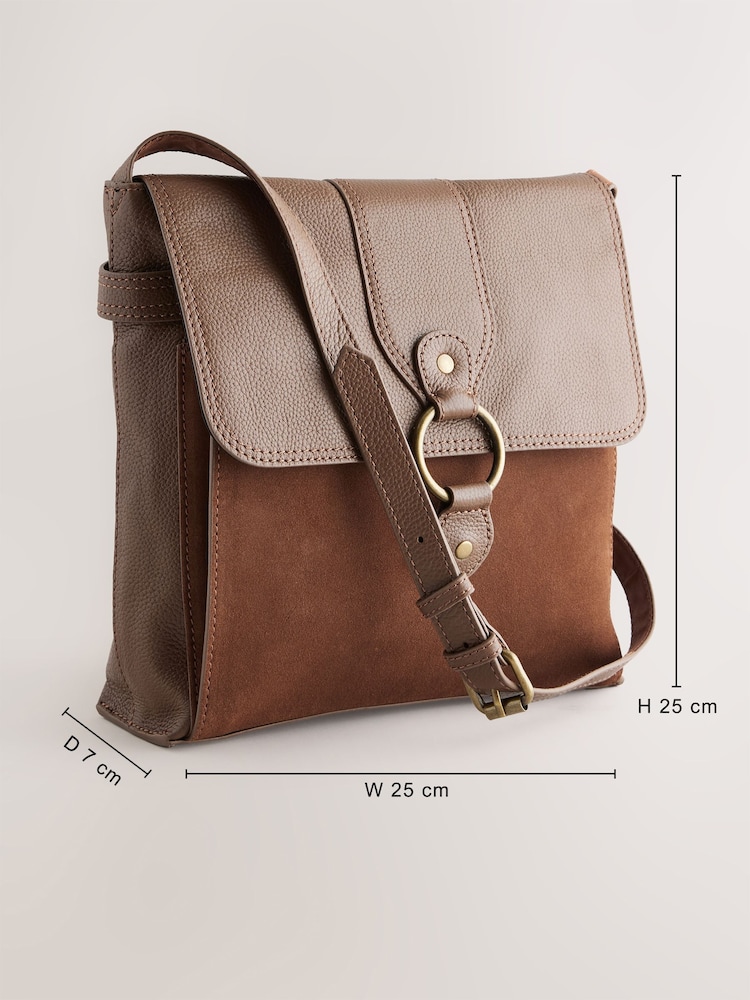 Tan Brown Leather Messenger Bag - Image 11 of 11