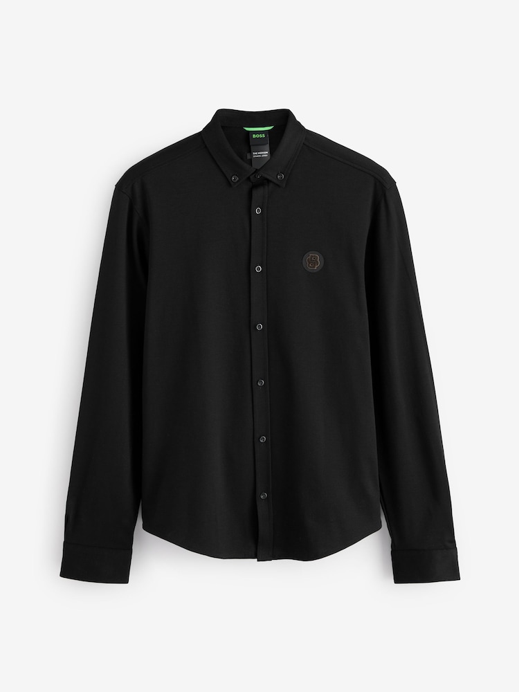 BOSS Black Motion Jersey Stretch Oxford 100% Cotton Shirt - Image 4 of 4
