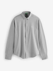 BOSS Light Grey Motion Jersey Stretch Oxford 100% Cotton Shirt - Image 1 of 1