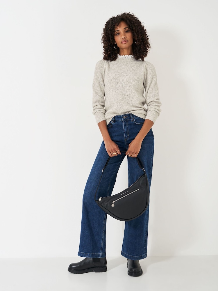 Crew Clothing Company Natural Lace Trim Pointelle Jumper - Image 2 of 5