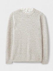 Crew Clothing Company Natural Lace Trim Pointelle Jumper - Image 5 of 5
