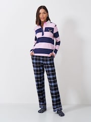 Crew Clothing Pink Loungewear Rugby 100% Cotton Pyjamas Set - Image 2 of 5
