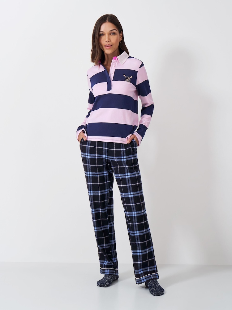 Crew Clothing Pink Loungewear Rugby 100% Cotton Pyjamas Set - Image 2 of 5