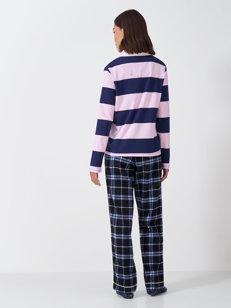 Crew Clothing Pink Loungewear Rugby 100% Cotton Pyjamas Set - Image 4 of 5