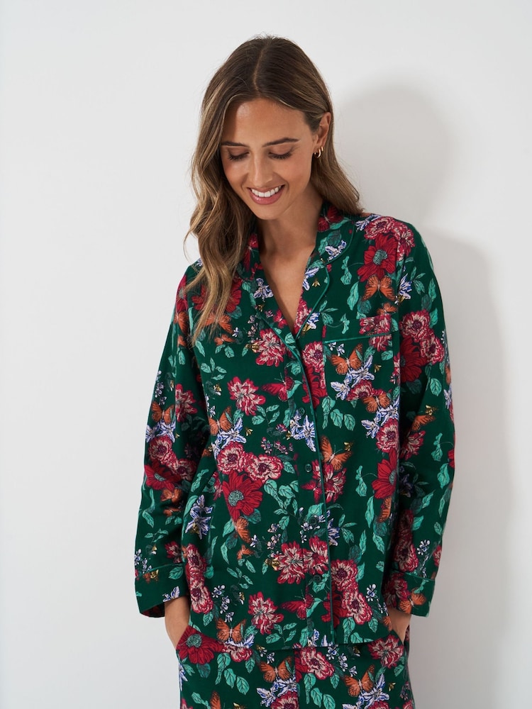 Crew Clothing Company Green Brushed 100% Cotton Pyjamas Set - Image 3 of 5