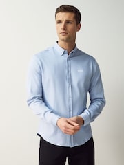 BOSS Light Blue Motion Jersey Stretch Oxford 100% Cotton Shirt - Image 1 of 5