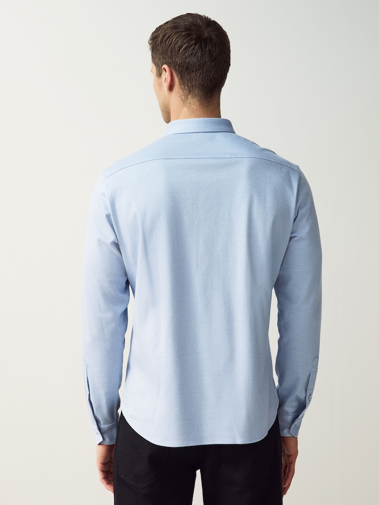 BOSS Light Blue Motion Jersey Stretch Oxford 100% Cotton Shirt - Image 2 of 5