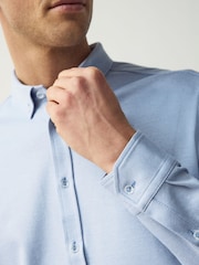 BOSS Light Blue Motion Jersey Stretch Oxford 100% Cotton Shirt - Image 4 of 5