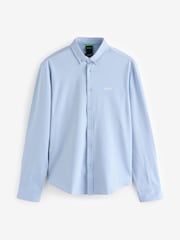 BOSS Light Blue Motion Jersey Stretch Oxford 100% Cotton Shirt - Image 5 of 5