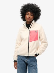 Superdry White Non Hooded Borg Jacket - Image 1 of 4