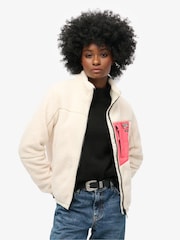 Superdry White Non Hooded Borg Jacket - Image 2 of 4