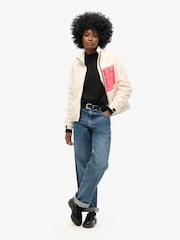 Superdry White Non Hooded Borg Jacket - Image 3 of 4