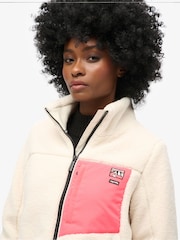 Superdry White Non Hooded Borg Jacket - Image 4 of 4