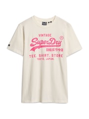 Superdry Cream Neon Vintage Logo Graphic T-Shirt - Image 4 of 5