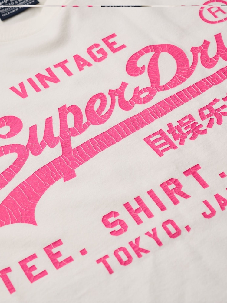 Superdry Cream Neon Vintage Logo Graphic T-Shirt - Image 5 of 5