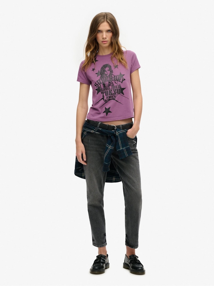 Superdry Purple Pop Archive Super Fitted T-Shirt - Image 2 of 3