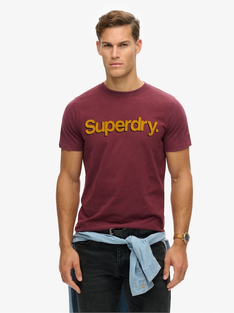 Superdry Purple Classic Core Logo Shadow T-Shirt - Image 1 of 3