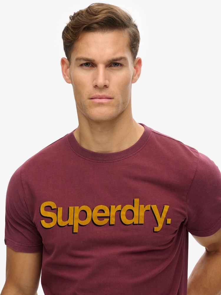 Superdry Purple Classic Core Logo Shadow T-Shirt - Image 3 of 3