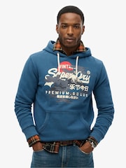 Superdry Blue Tokyo Vintage Logo Graphic Hoodie - Image 1 of 3