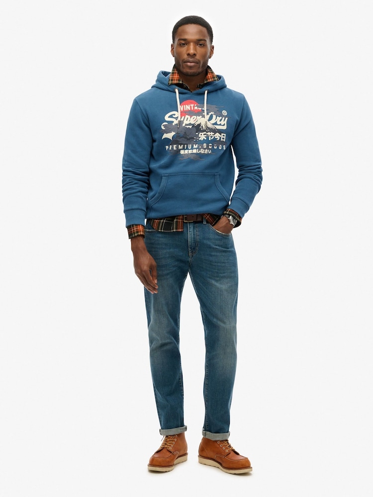 Superdry Blue Tokyo Vintage Logo Graphic Hoodie - Image 2 of 3