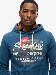 Superdry Blue Tokyo Vintage Logo Graphic Hoodie - Image 3 of 3