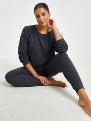 Figleaves Grey Soft Rib Lounge Set - Image 1 of 4