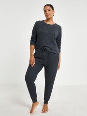 Figleaves Grey Soft Rib Lounge Set - Image 4 of 4