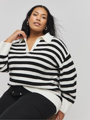 Simply Be Cream Stripe Jumper - Image 1 of 4