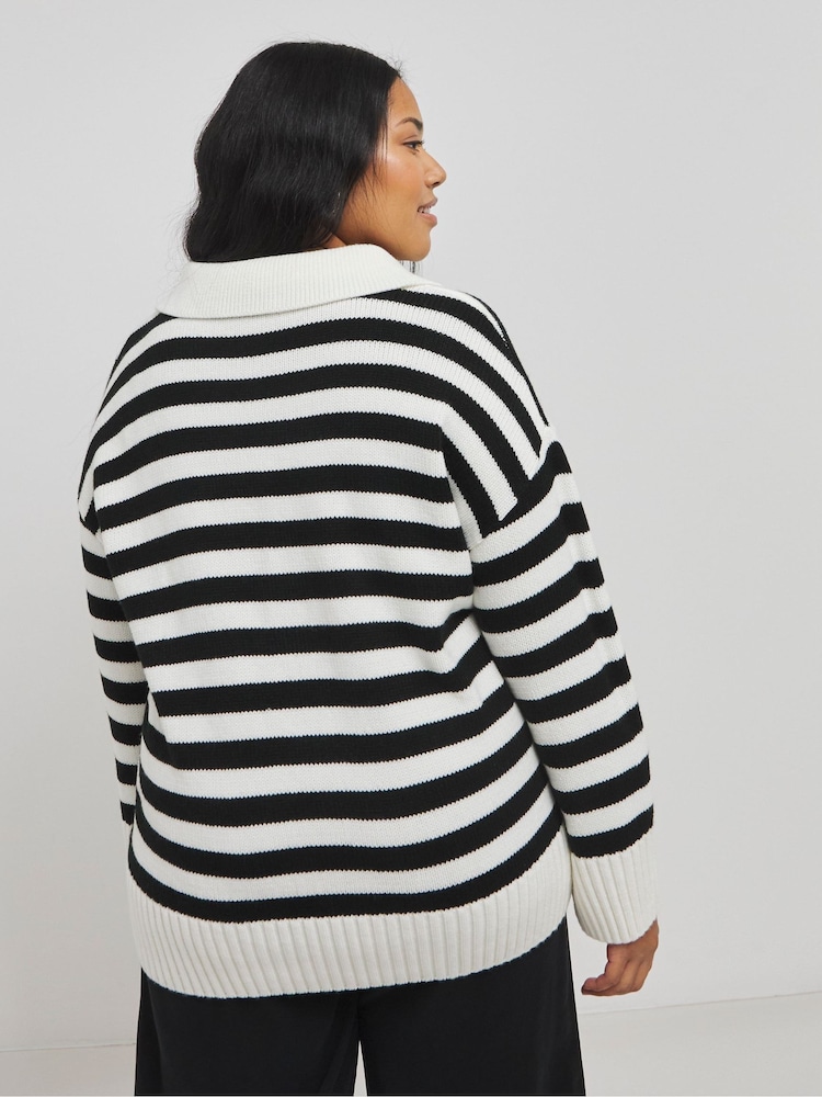 Simply Be Cream Stripe Jumper - Image 2 of 4