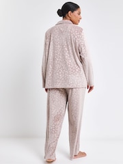 Simply Be Natural Pretty Secrets Velour Button Through Pyjamas Set - Image 2 of 4