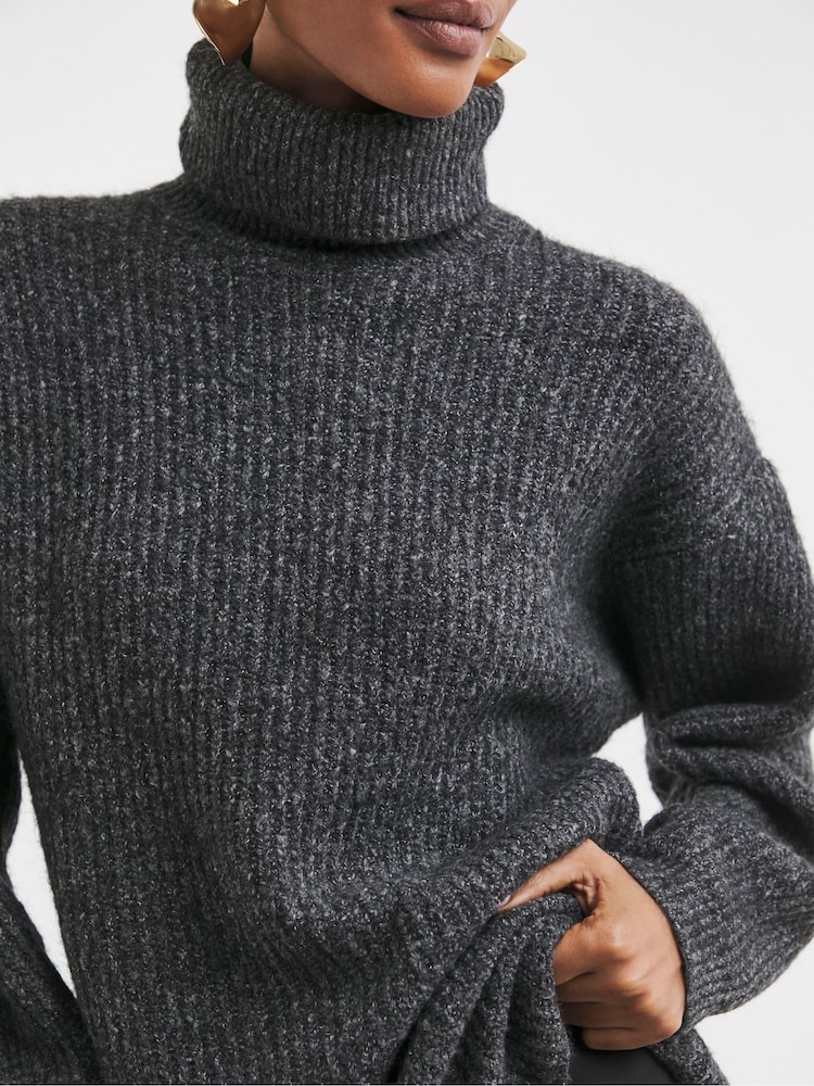 JD Williams Grey Roll Neck Tunic - Image 4 of 4