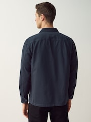 BOSS Dark Blue Lovel Garment Dye Logo Patch Zip Detail Shirt - Image 2 of 4