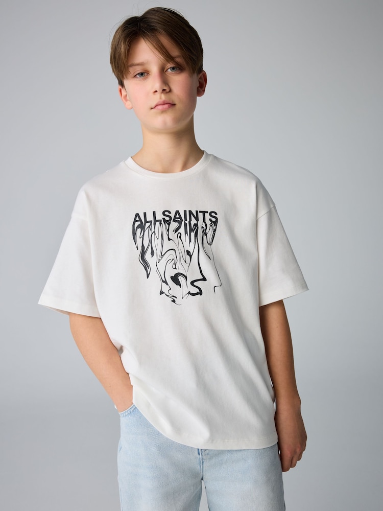 smALLSAINTS White Oversized Inksaints Crew T-Shirt - Image 2 of 8 smALLSAINTS White Oversized Inksaints Crew T-Shirt - Image 2 of 8
