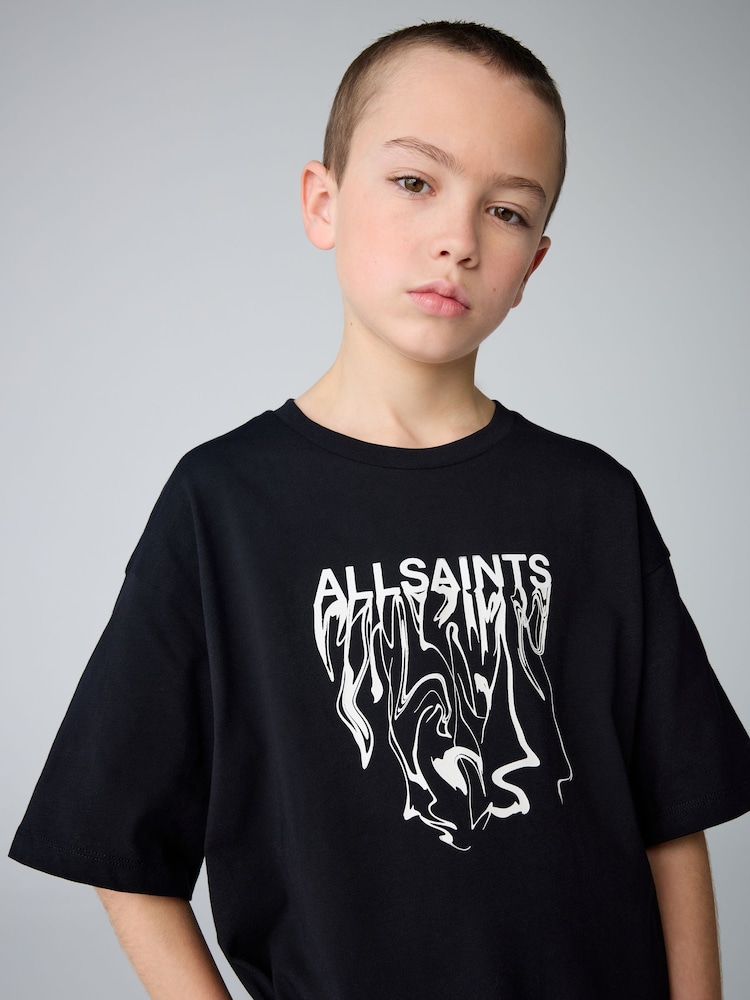 smALLSAINTS Black Oversized Inksaints Crew T-Shirt - Image 2 of 8