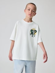 smALLSAINTS White/Krait Boys Oversized Graphic Crew T-Shirt - Image 1 of 7
