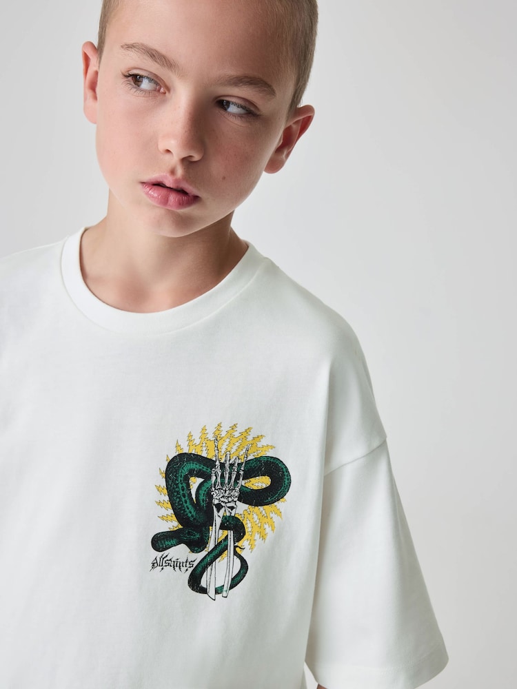 Blanco/Krait - Camiseta de cuello redondo con gráfico extragrande para niños de smALLSAINTS - Imagen 3 de 3 Blanco/Krait - Camiseta de cuello redondo con gráfico extragrande para niños de smALLSAINTS - Imagen 3 de 3