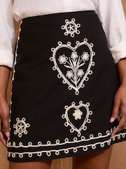 Love & Roses Black Embroidered Mini Skirt - Image 1 of 4