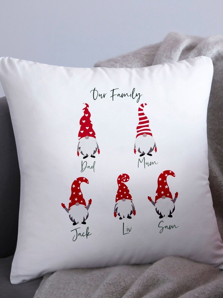 Personalised Christmas Family Gonk 100% Cotton Cushion by Koko Blossom - Image 1 of 3