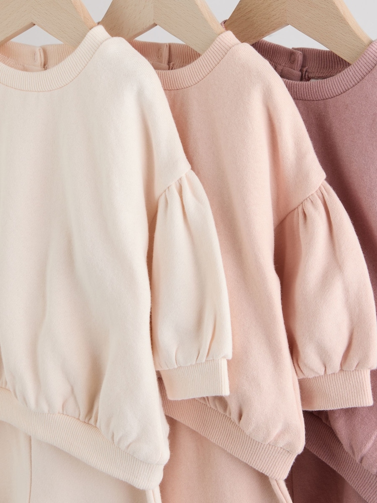 Cream/Pink Baby Sweatshirt & Joggers 6 Piece Set (0mths-2yrs) - Image 11 of 14