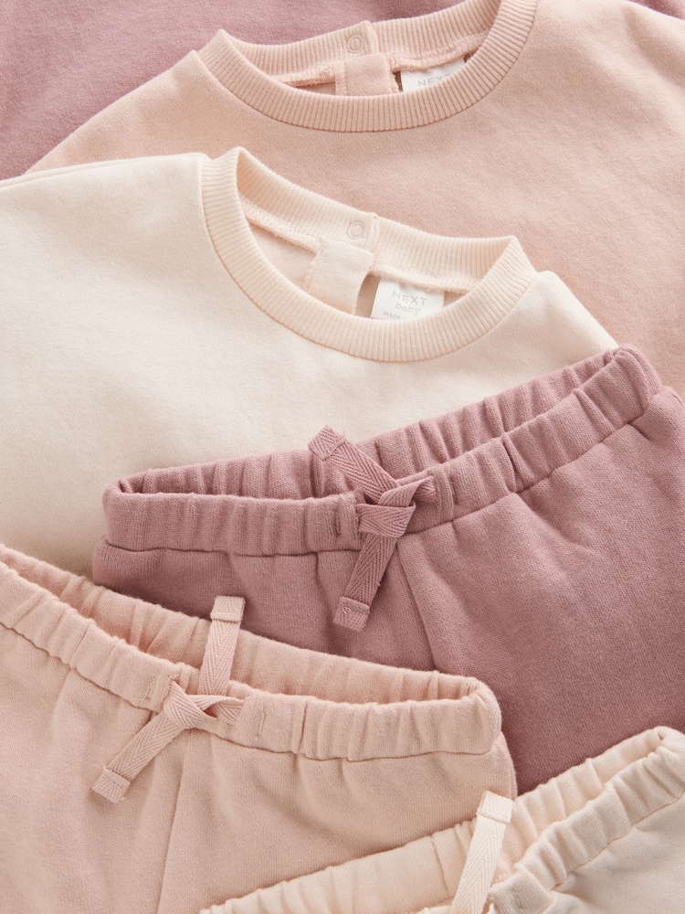 Cream/Pink Baby Sweatshirt & Joggers 6 Piece Set (0mths-2yrs) - Image 12 of 14