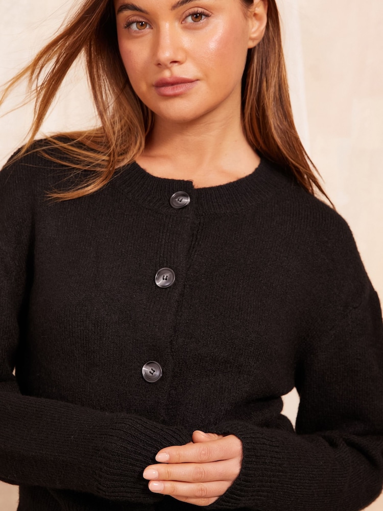 Friends Like These Black Cropped Button Through Cardigan - Image 2 of 4