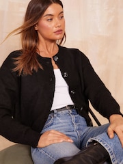 Friends Like These Black Cropped Button Through Cardigan - Image 4 of 4