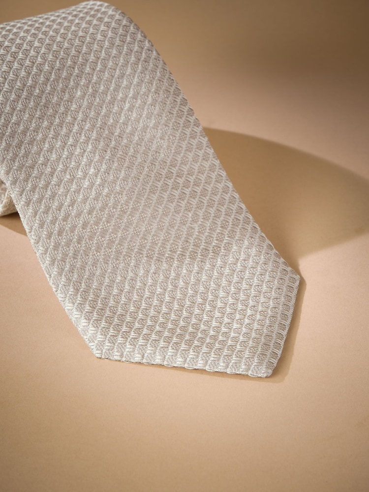 Neutral Signature Italian Silk Textured Tie - Image 2 of 3