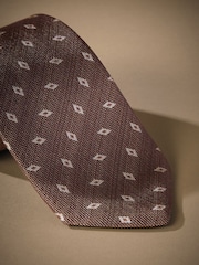 Neutral Italian Silk Design Tie - Image 2 of 3