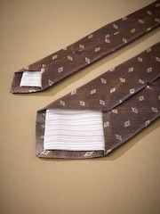 Neutral Italian Silk Design Tie - Image 3 of 3