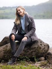 Lakeland Leather Grey Armboth Shearling Asymmetric Zip Aviator Jacket - Image 1 of 8