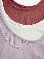 Rust/Cream/Mauve Purple Rib Vests 3 Pack - Image 13 of 14