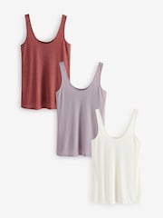 Rust/Cream/Mauve Purple Rib Vests 3 Pack - Image 9 of 14