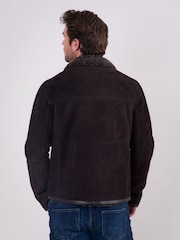 Lakeland Leather Brown Buccaneer Suede Finish Sheepskin Racer Jacket - Image 8 of 8