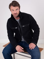 Lakeland Leather Black Buccaneer Suede Finish Sheepskin Racer Jacket - Image 1 of 9